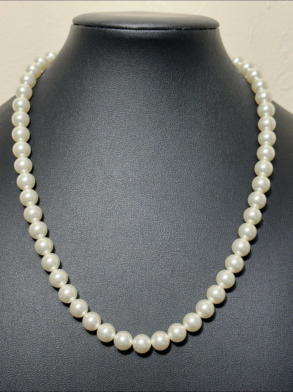 Classic Faux White 8.2mm Pearl Single Strand Necklace